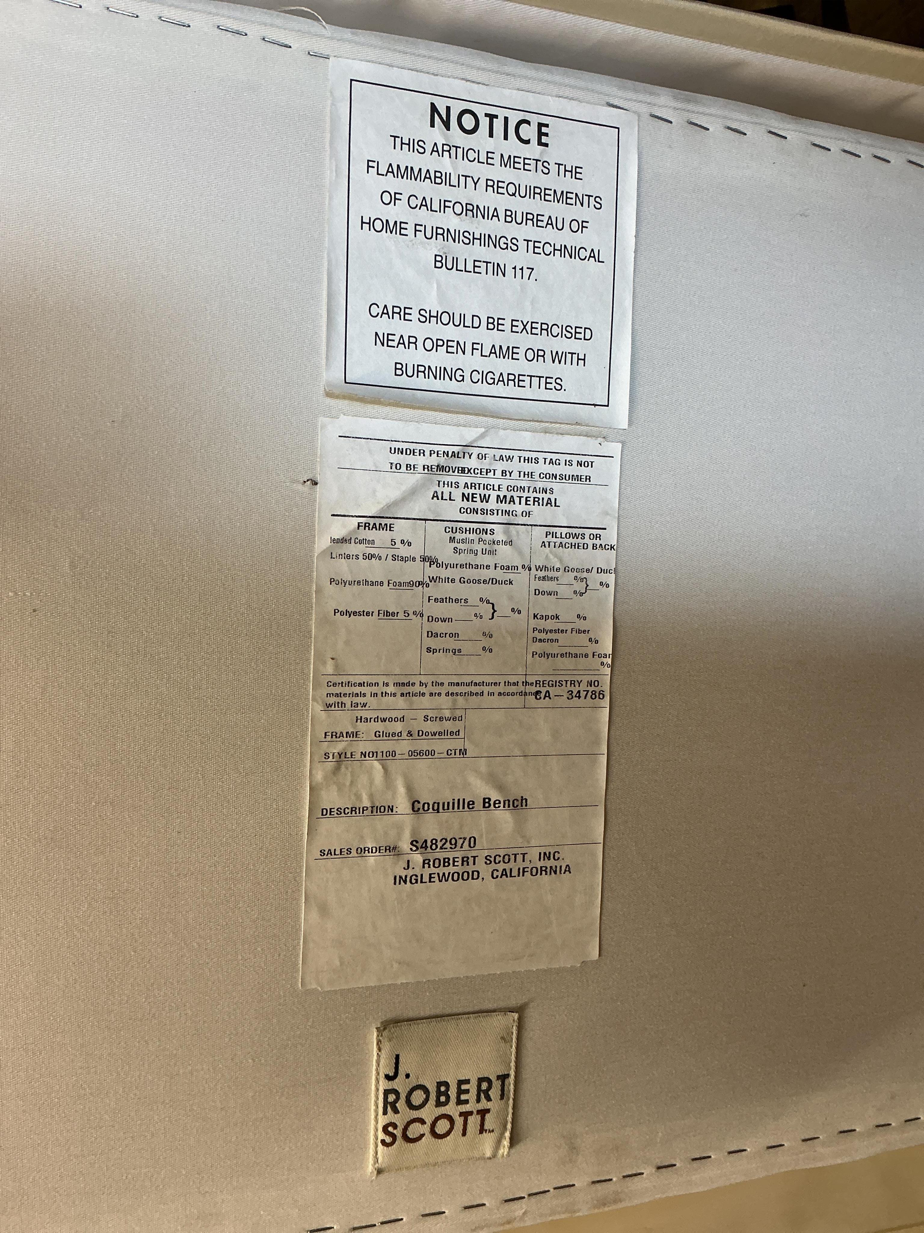 A contemporary J. Robert Scott Coquille bench ottoman seat, width 170cm, depth 39cm, height 48cm